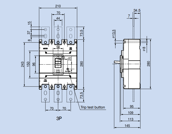 Kích thước Aptomat LS ABN803c 800A