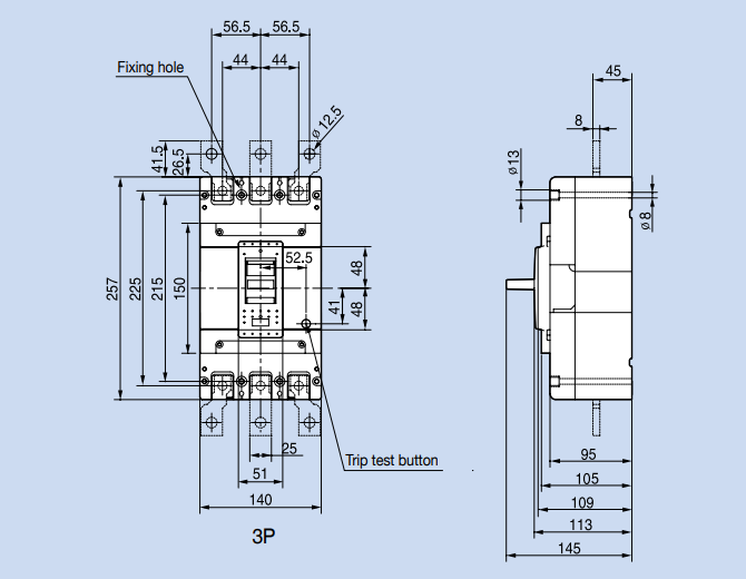 Kích thước Aptomat LS ABS403c 400A