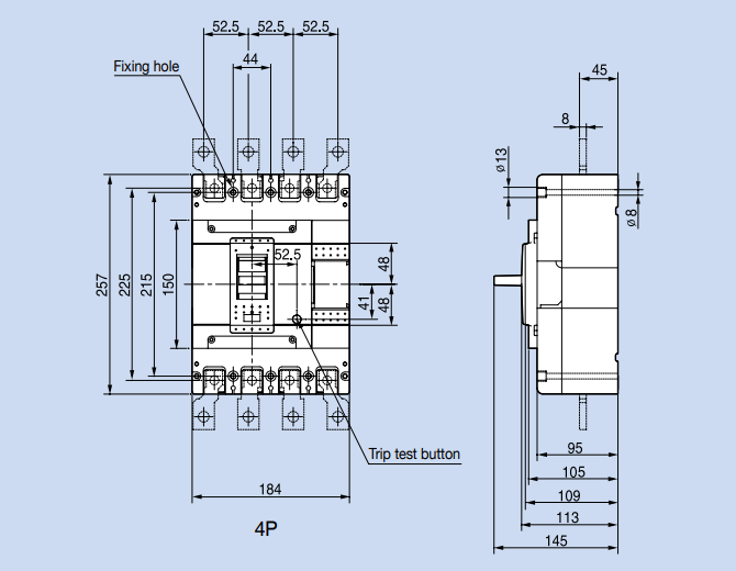 Kích thước Aptomat LS  ABS404c 250A