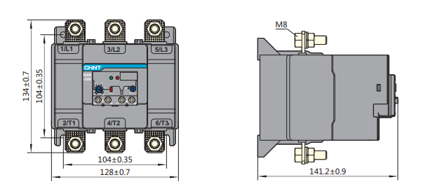 Kích thước Rơ le nhiệt CHINT NXR-200 (80-160A)